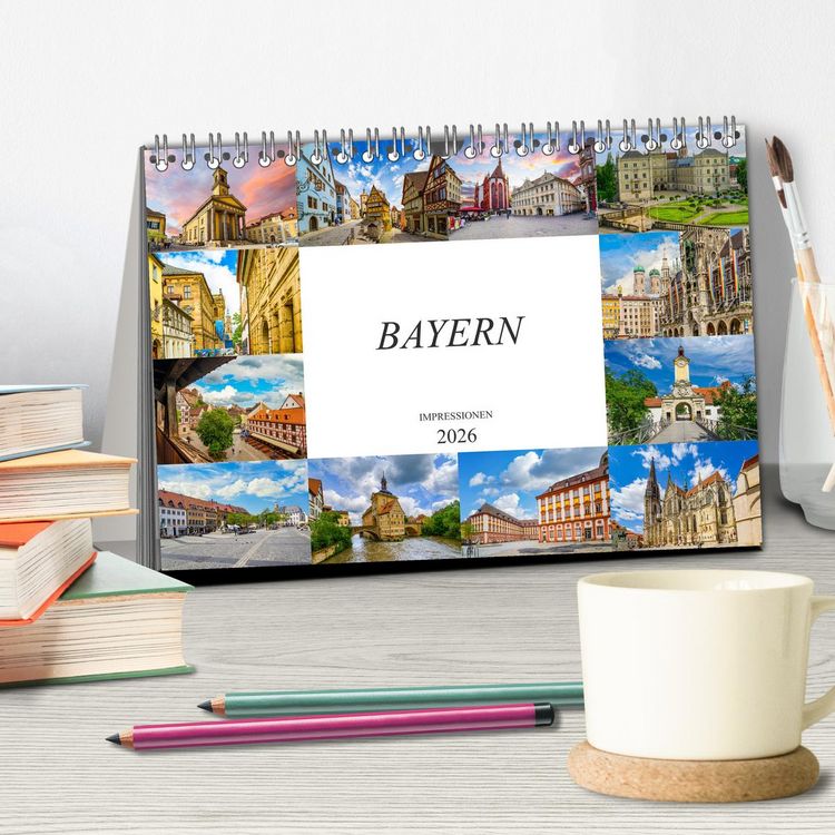Produktbild: Bayern Impressionen (Tischkalender 2026 DIN A5 quer), CALVENDO Monatskalender