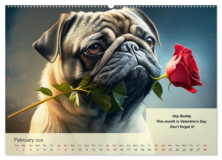 Produktbild: Great fun for pug lovers (High Quality Premium Wall Calendar 2026 DIN A2 landscape),CALVENDO 12 Month Wall Calendar