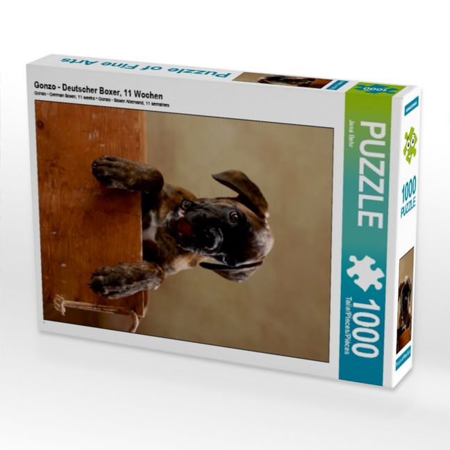 Produktbild: CALVENDO Puzzle Gonzo - Deutscher Boxer, 11 Wochen 1000 Teile Puzzle hoch | 1000 Teile Lege-Gr&ouml;&szlig;e 64 &times; 48 cm Foto-Puzzle f&uuml;r gl&uuml;ckliche Stunden