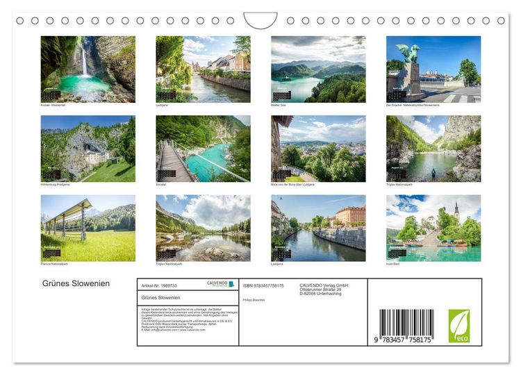 Produktbild: Gr&uuml;nes Slowenien (Wandkalender 2026 DIN A4 quer), CALVENDO Monatskalender