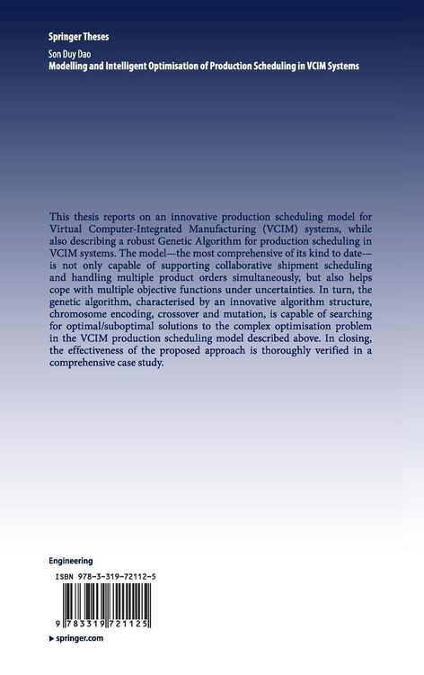 Produktbild: Modelling and Intelligent Optimisation of Production Scheduling in VCIM Systems