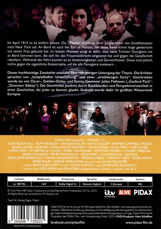 Produktbild: Titanic / Der komplette Zweiteiler vom Autor von DOWNTON ABBEY (Pidax Historien-Klassiker)