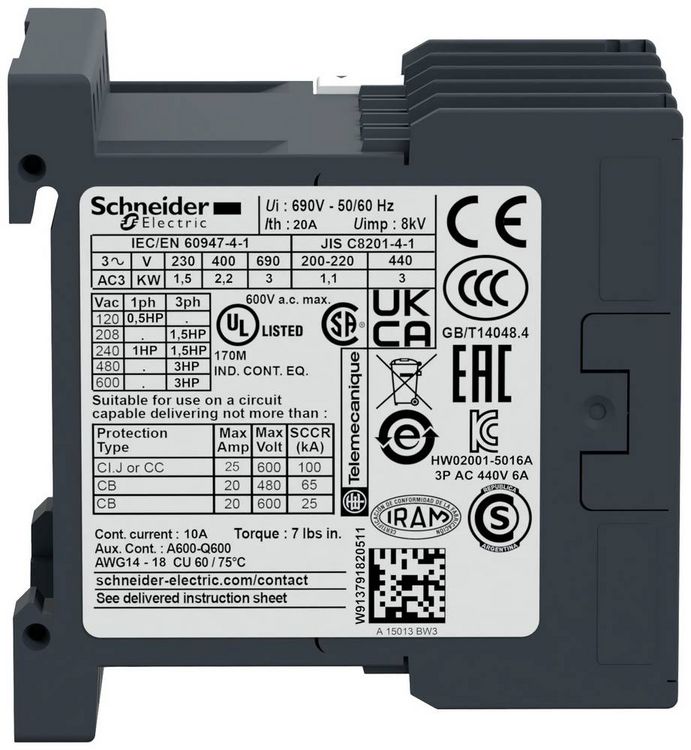 Produktbild: Schneider Electric LC1K0610P7 Sch&uuml;tz 1 Schlie&szlig;er 1St.