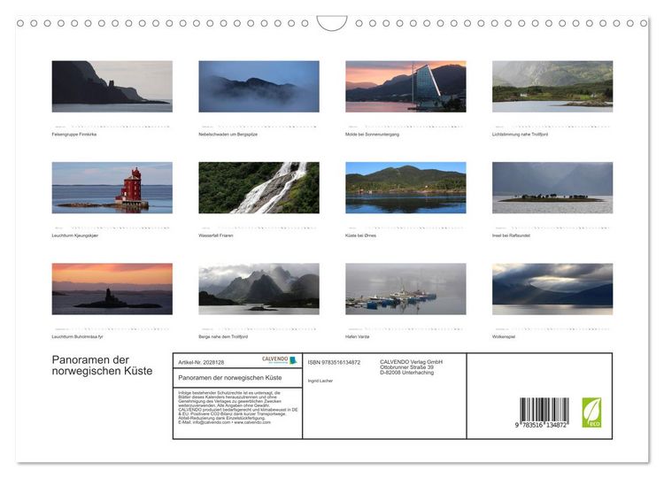 Produktbild: Panoramen der norwegischen K&uuml;ste (Wandkalender 2026 DIN A3 quer), CALVENDO Monatskalender