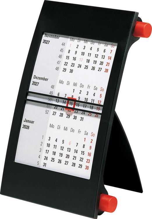 Produktbild: rido/id&eacute; 7038000207 3-Monats-Tischkalender 2027 90&times;120 mm, rot/schwarz