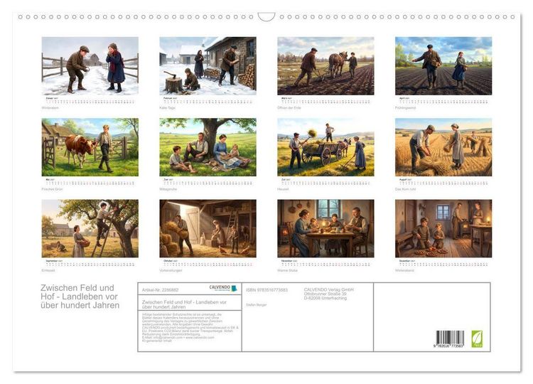 Produktbild: Zwischen Feld und Hof - Landleben vor &uuml;ber hundert Jahren (Wandkalender 2027 DIN A2 quer), CALVENDO Monatskalender
