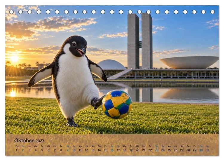 Produktbild: Pinguins gro&szlig;e Weltreise (Tischkalender 2027 DIN A5 quer), CALVENDO Monatskalender