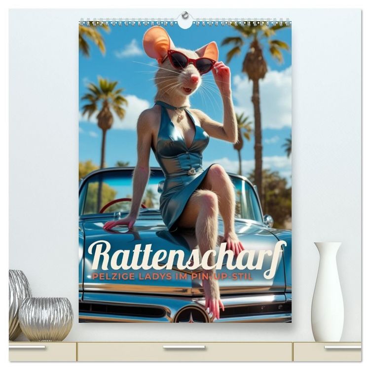 Produktbild: Rattenscharf &ndash; Pelzige Ladys im Pin-up-Stil (hochwertiger Premium Wandkalender 2027 DIN A2 hoch), Kunstdruck in Hochglanz