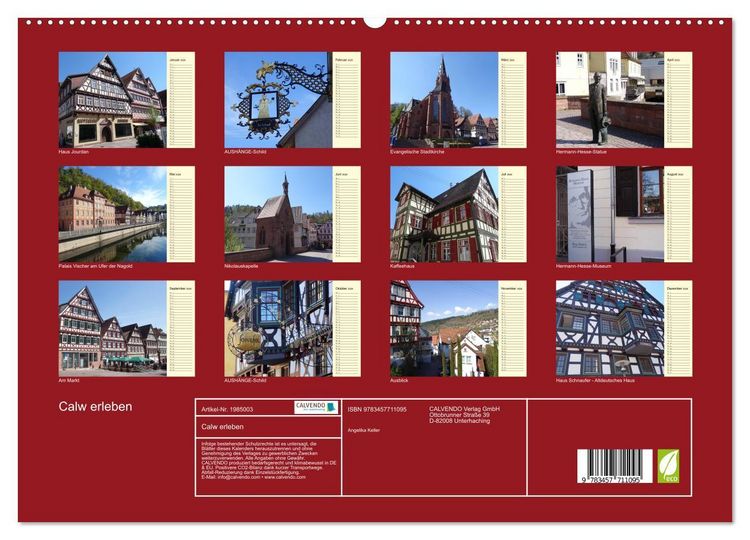 Produktbild: Calw erleben (hochwertiger Premium Wandkalender 2026 DIN A2 quer), Kunstdruck in Hochglanz
