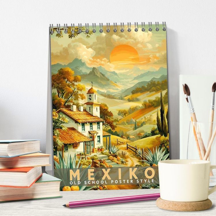 Produktbild: Mexiko - Old School Poster Style (Tischkalender 2027 DIN A5 hoch), CALVENDO Monatskalender