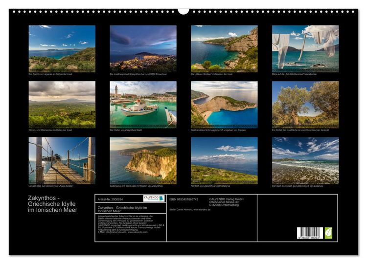 Produktbild: Zakynthos - Griechische Idylle im Ionischen Meer (Wandkalender 2026 DIN A2 quer), CALVENDO Monatskalender