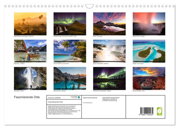 Produktbild: Faszinierende Orte (Wandkalender 2026 DIN A3 quer), CALVENDO Monatskalender