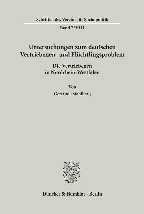Produktbild: Untersuchungen zum deutschen Vertriebenen- und Fl&uuml;chtlingsproblem
