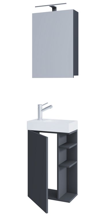 Produktbild: 2-tlg G&auml;ste WC Bad Waschtisch Lumia Spiegelschrank