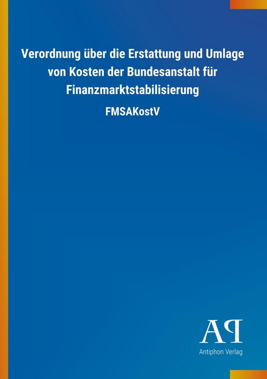 Produktbild: Verordnung &uuml;ber die Erstattung und Umlage von Kosten der Bun
