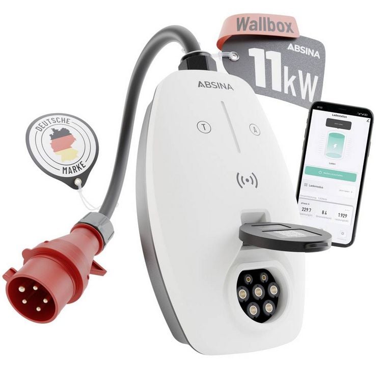Produktbild: Absina Wallbox Typ 2 Mode 3 16 A 11 kW App, RFID