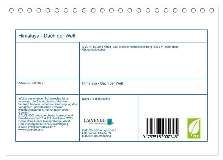 Produktbild: Himalaya - Dach der Welt (Tischkalender 2026 DIN A5 quer), CALVENDO Monatskalender