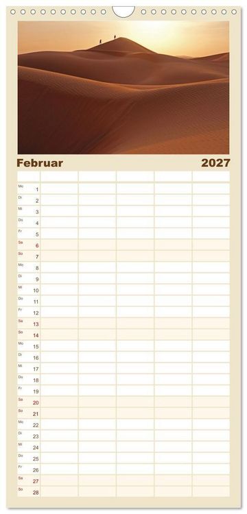 Produktbild: Familienplaner 2027 - Die D&uuml;nen in der W&uuml;ste von Abu Dhabi mit 5 Spalten (Wandkalender, 21 x 45 cm) CALVENDO