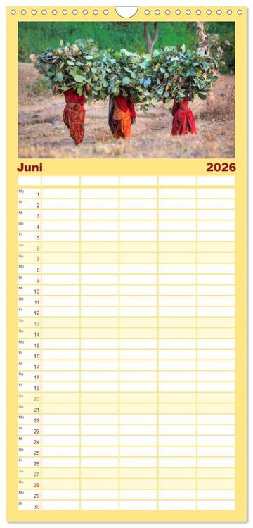 Produktbild: Familienplaner 2026 - Indiens Gesichter mit 5 Spalten (Wandkalender, 21 x 45 cm) CALVENDO
