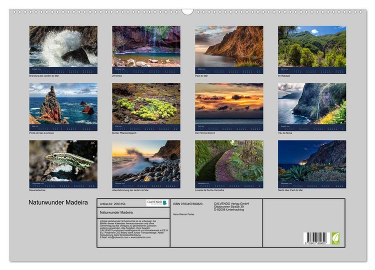 Produktbild: Naturwunder Madeira (Wandkalender 2026 DIN A2 quer), CALVENDO Monatskalender