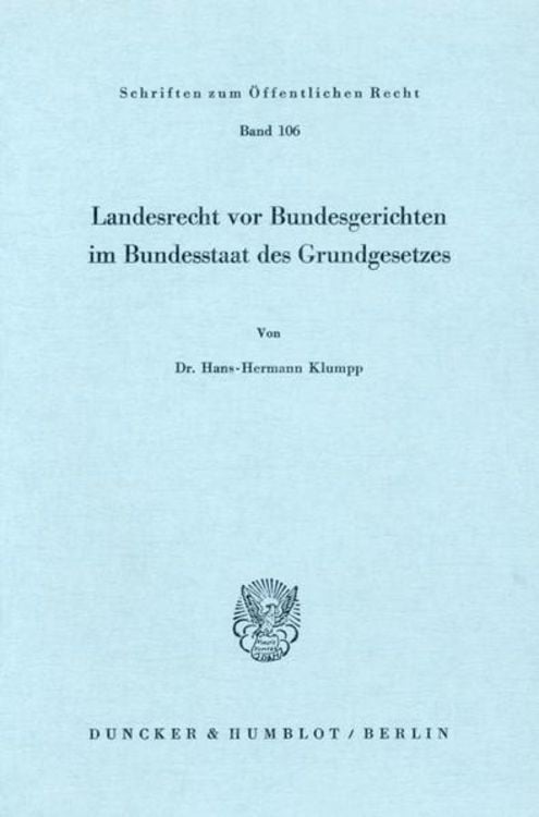 Produktbild: Landesrecht vor Bundesgerichten im Bundesstaat des Grundgesetzes.