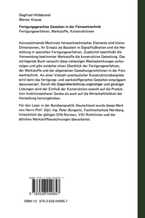 Produktbild: Fertigungsgerechtes Gestalten in der Feinwerktechnik