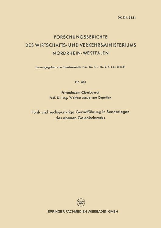 Produktbild: F&uuml;nf- und sechspunktige Geradf&uuml;hrung in Sonderlagen des ebenen Gelenkvierecks