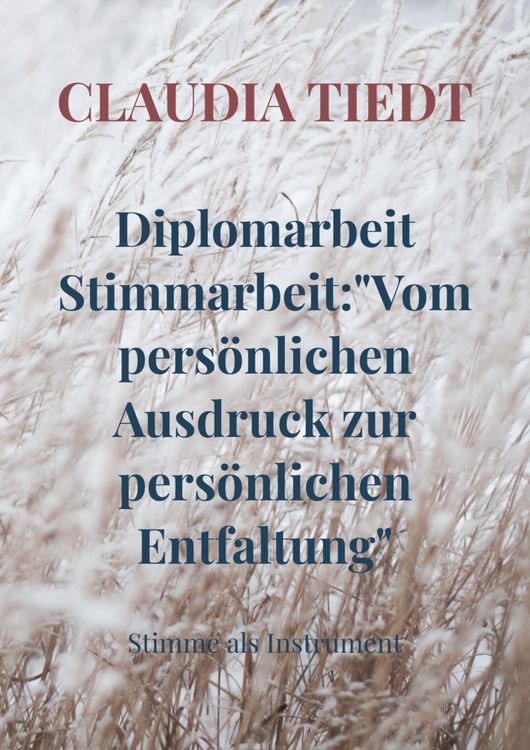 Produktbild: Diplomarbeit Stimmarbeit:"Vom pers&ouml;nlichen Ausdruck zur pers&ouml;nlichen Entfaltung"