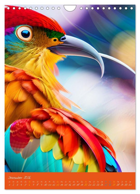 Produktbild: Exotische V&ouml;gel. Zauberhafte Vogelvielfalt mit KI (Wandkalender 2026 DIN A4 hoch), CALVENDO Monatskalender
