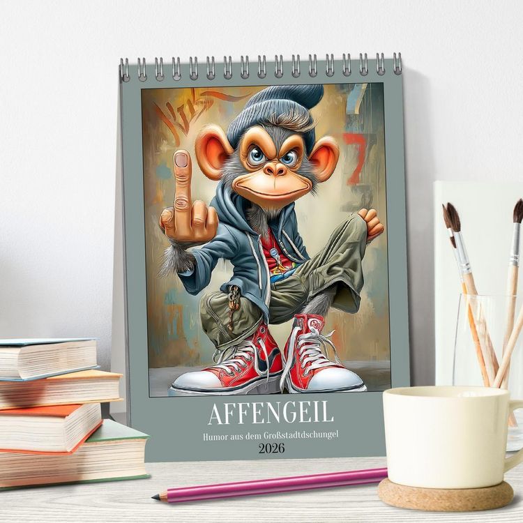 Produktbild: Affengeil. Humor aus dem Gro&szlig;stadtdschungel (Tischkalender 2026 DIN A5 hoch), CALVENDO Monatskalender