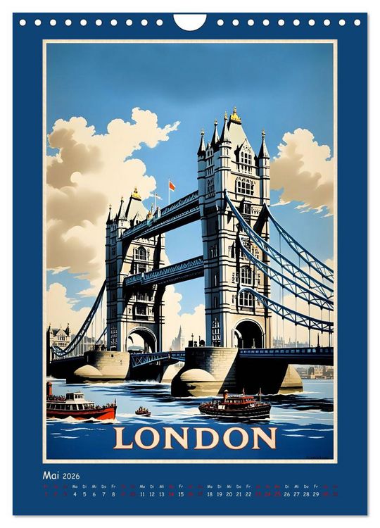 Produktbild: City Travel Poster - nostalgische St&auml;dtereise um die Welt (Wandkalender 2026 DIN A4 hoch), CALVENDO Monatskalender