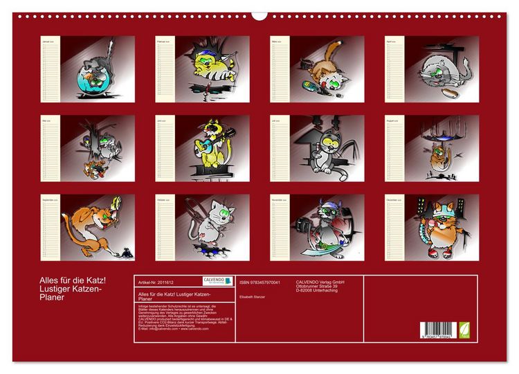 Produktbild: Alles f&uuml;r die Katz! Lustiger Katzen-Planer (Wandkalender 2026 DIN A2 quer), CALVENDO Monatskalender