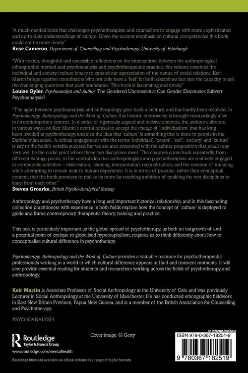 Produktbild: Psychotherapy, Anthropology and the Work of Culture