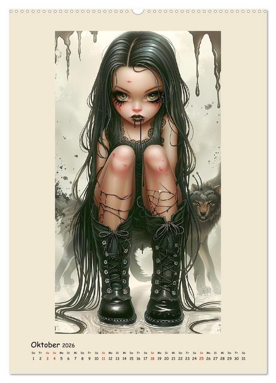 Produktbild: Gothic-Girls. Bizzare Comic-Art (hochwertiger Premium Wandkalender 2026 DIN A2 hoch), Kunstdruck in Hochglanz