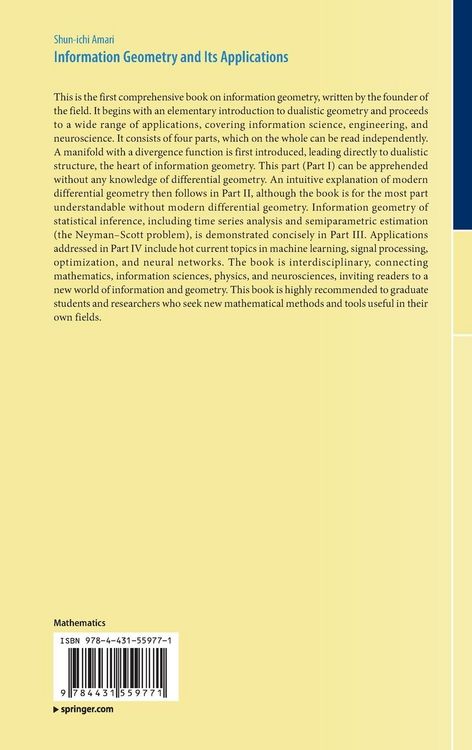 Produktbild: Information Geometry and Its Applications