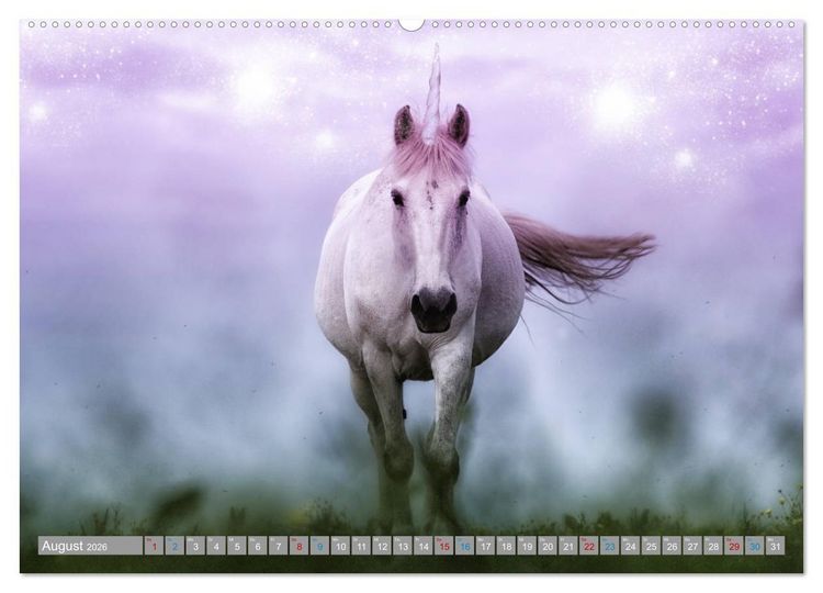 Produktbild: Fabeltier Einhorn (hochwertiger Premium Wandkalender 2026 DIN A2 quer), Kunstdruck in Hochglanz