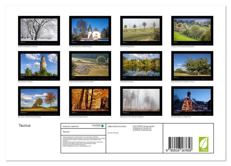 Produktbild: Taunus (Wandkalender 2026 DIN A4 quer), CALVENDO Monatskalender