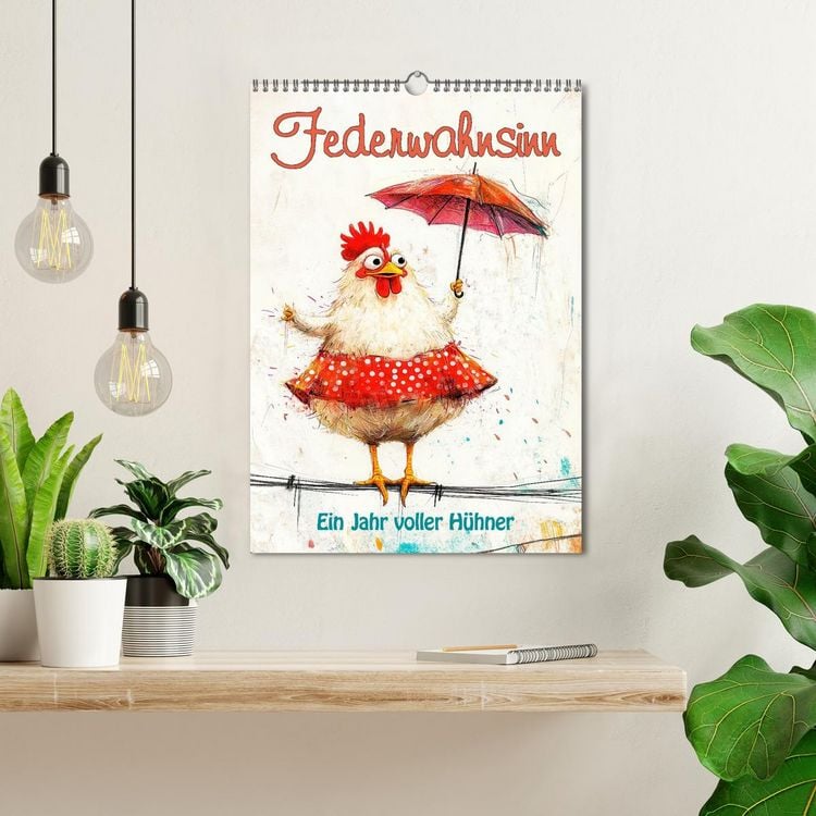Produktbild: Federwahnsinn - Ein Jahr voller H&uuml;hner (Wandkalender 2026 DIN A3 hoch), CALVENDO Monatskalender