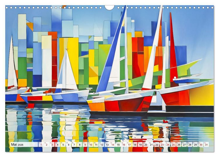 Produktbild: Kubistische Stadtlandschaften - Geometrische Urban Art am Wasser (Wandkalender 2026 DIN A3 quer), CALVENDO Monatskalender
