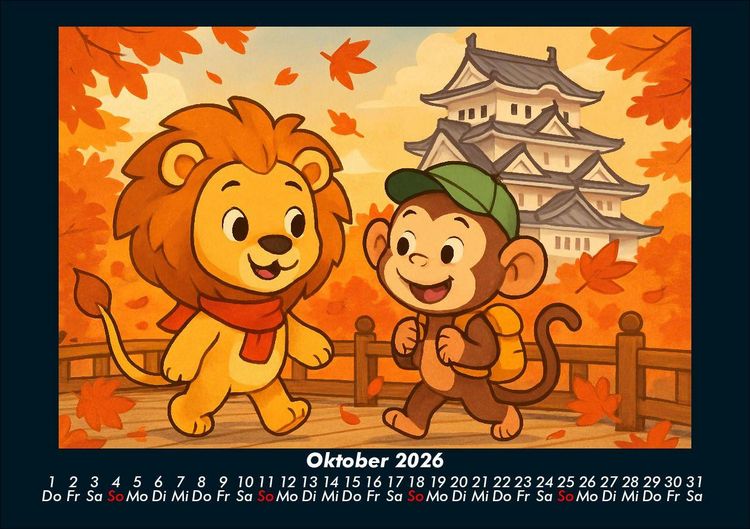 Produktbild: Buschi & Milo - Reise durch Japan 2026 Fotokalender DIN A5