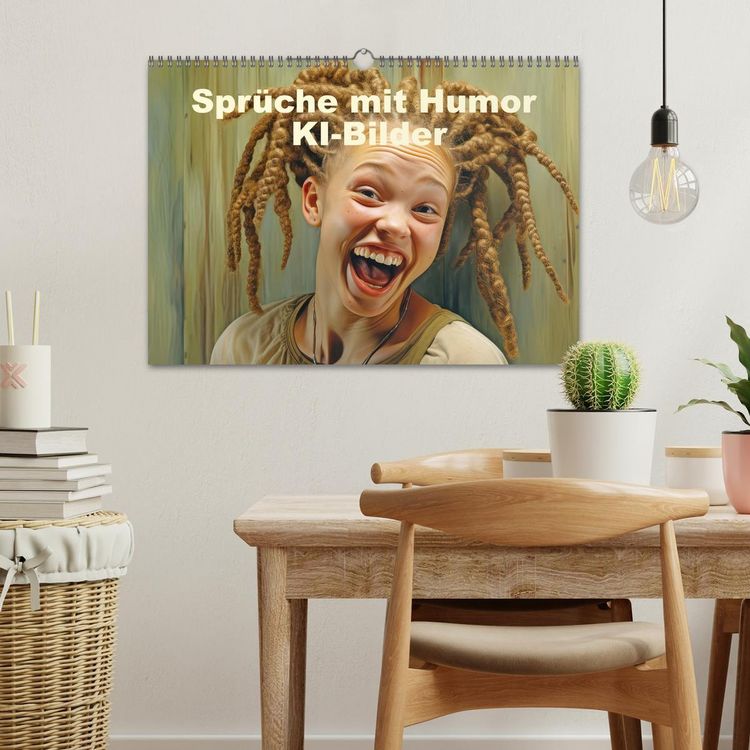 Produktbild: Spr&uuml;che mit Humor - KI-Bilder (Wandkalender 2026 DIN A3 quer), CALVENDO Monatskalender