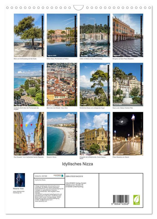Produktbild: Idyllisches Nizza (Wandkalender 2026 DIN A3 hoch), CALVENDO Monatskalender