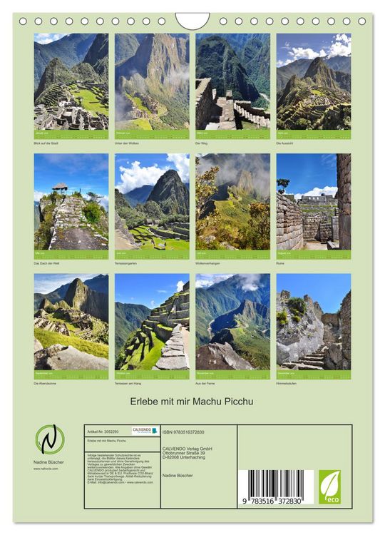 Produktbild: Erlebe mit mir Machu Picchu (Wandkalender 2026 DIN A4 hoch), CALVENDO Monatskalender