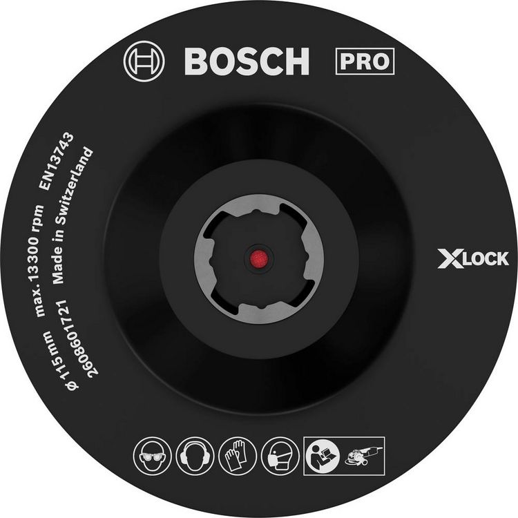 Produktbild: Bosch Accessories X-LOCK St&uuml;tzteller, mit Klettverschluss 115mm 2608601721
