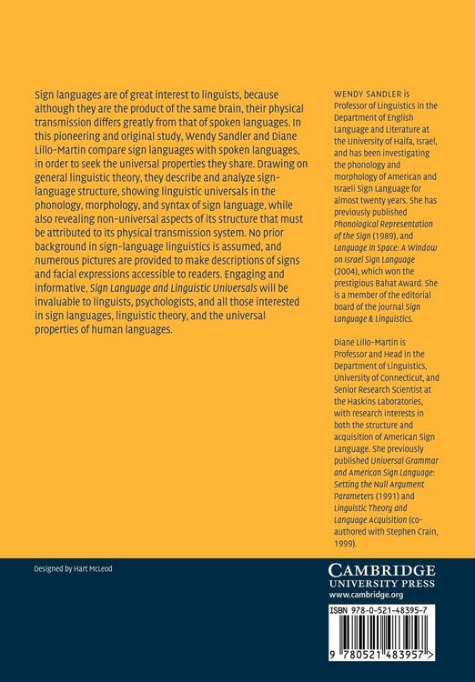 Produktbild: Sign Language and Linguistic Universals
