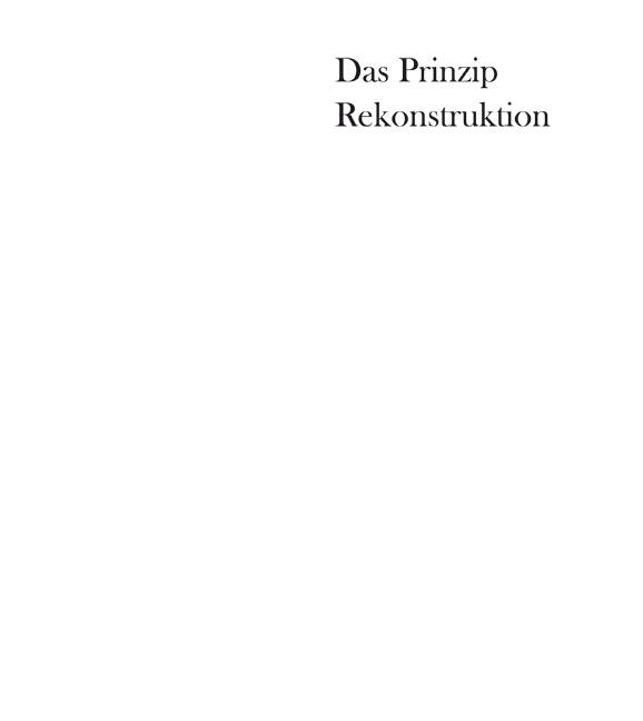 Produktbild: Das Prinzip Rekonstruktion