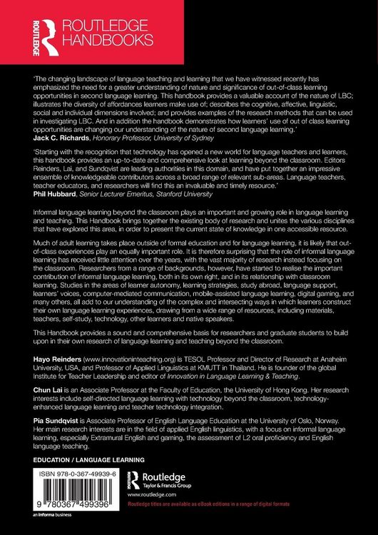 Produktbild: The Routledge Handbook of Language Learning and Teaching Beyond the Classroom