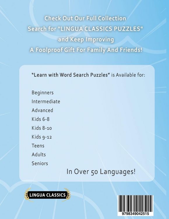 Produktbild: LEARN ROMANIAN WITH WORD SEARCH PUZZLES FOR KIDS 6 - 8 - Discover How to Improve Foreign Language Skills with a Fun Vocabulary Builder. Find 2000 Word