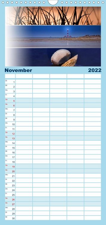 Produktbild: Familienplaner K&uuml;stenstreifen an der Nordsee (Wandkalender 2022 , 21 cm x 45 cm, hoch)
