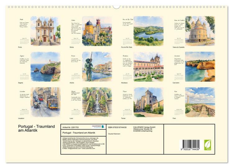 Produktbild: Portugal - Traumland am Atlantik (hochwertiger Premium Wandkalender 2026 DIN A2 quer), Kunstdruck in Hochglanz